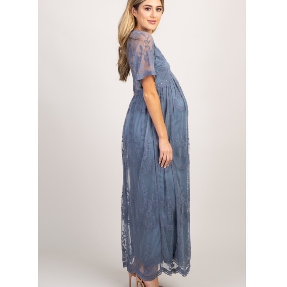 𝅺PinkBlush Lace overlay maxi dress NWT - Picture 2 of 10